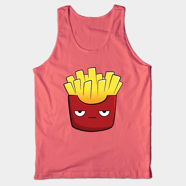 Cute, Kawaii Cartoon Fries Tank Top by rideawavedesign